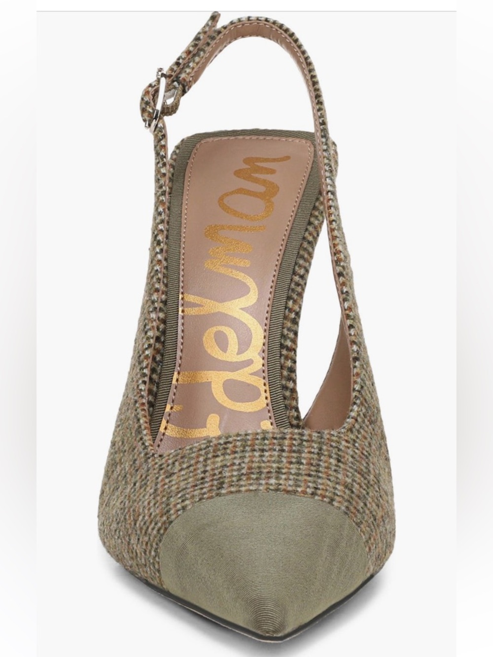 🍒2/$90🍒Sam Edelman NWT Odette Olive Houndstooth Slingback Pointed-Toe Pumps - Picture 4 of 10